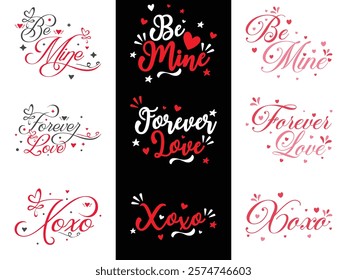 Typography featuring romantic love messages, Valentine's Day Typography. ideal for Valentine's Day cards, wedding invitations, posters, and other creative projects. Collection of love text designs.