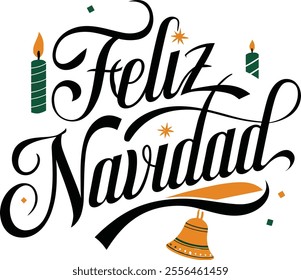 Typography Feliz Navidad simple template background Vector illustration.