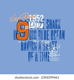 typography ffor t shirt, long beach, 1952 california, design graphic illustration