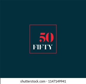 Typography fifty, Digit 50 logo icon vector template. 
