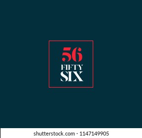 Typography fifty six, Digit 56 logo icon vector template. 
