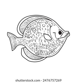 Typography fish vector illustration with black outlen