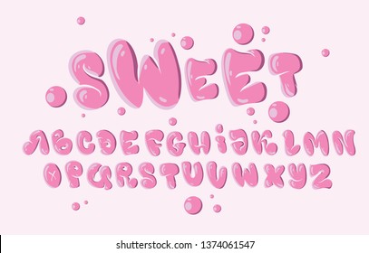 Typography with font and alphabet in bubble style. Vector illustration 