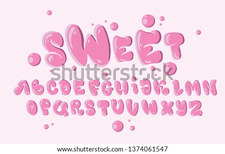 Typography with font and alphabet in bubble style. Vector illustration 