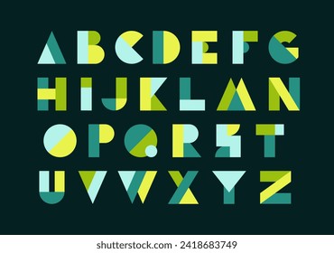 Typography font with geometric alphabet. Modern abstract typeface design with letters  in geometry style. Set of English characters and digits, vector illustration