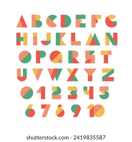 Typography font with geometric alphabet. Modern abstract typeface design with letters and numbers in geometry style. Set of English characters and digits, vector illustration