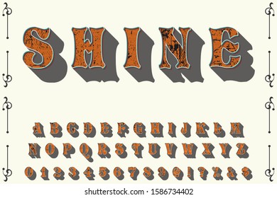 Typography font uppercase and numbers. vector illustrator vector typeface old style named rum barrel any design