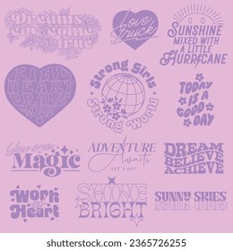 TYPOGRAPHY FONT WORDS SLOGAN EXPRESSION SET COLLECTION GIRL GIRLY YOUTH EMPOWERMENT INSPIRATIONAL MOTIVATIONAL CUTE SWEET FUN LOGO LOCKUPS FOR TSHIRT TEE PRINT FOR APPAREL MERCHANDISE