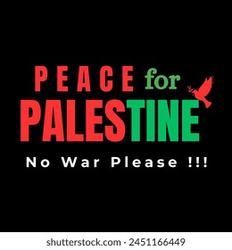 typography of Free Palestine. Peace for Palestine. No War. save Palestine banner illustration vector