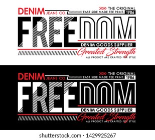 typography freedom sport slogan for t-shirt printing design and various uses, vector image.