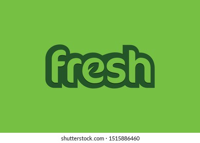 typography of fresh with leaf in letter e ready to use