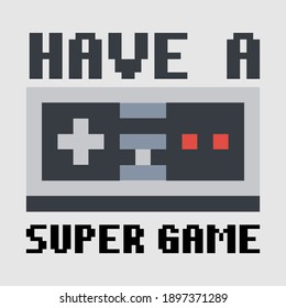 Typography Game pixel print. Game illustration. boys background For print, baby clothes, t shirt, child or posters 
 etc.