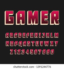 Typography Gamer Alphabet Style. Decorative Typeset Modern Font. Letters And Numbers Design Set.
