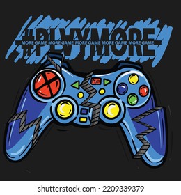 Typography gamer print with joystick. For boys graphic tees