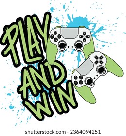  Typography gamer print with joystick. For boys graphic tees