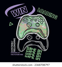 Typography gamer print with joystick. For boys graphic tees