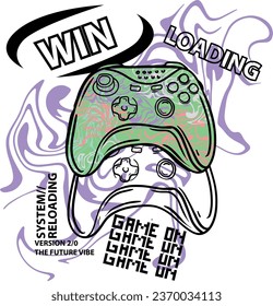 Typography gamer print with joystick. For boys graphic tees