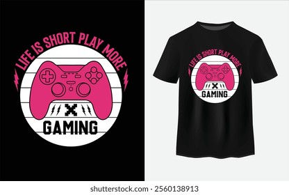 Typography gamer t-shirt design, with joystick, For boys.
