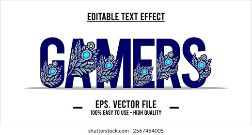 typography GAMERS word art illustration, editable text effect