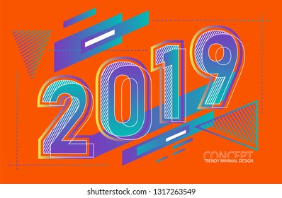 Typography  Geometric Trendy minimal design 2019. –Vector