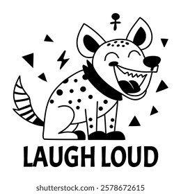 A typography glyph sticker of hyena laughing

