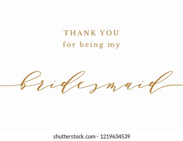 Typography gold on white wedding sign text graphic vector for bridesmaid