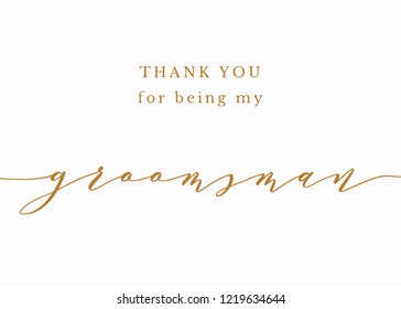 Typography gold on white wedding sign text graphic vector for groomsman