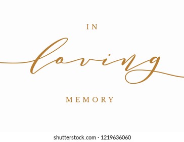 Typography gold on white wedding sign text graphic vector for in loving memory