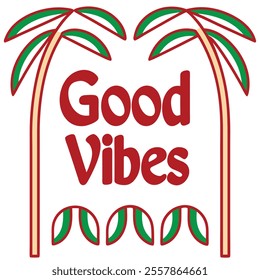 Typography Good Vibes Only: Wavy Colorful Design Vector Art Illustration for T-Shirt Design