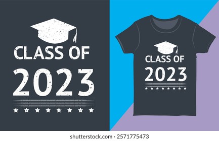 Typography Graduation T-shirt Design Layout, Class Of 2023 Vector T-shirt	