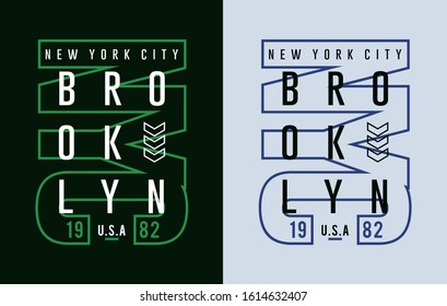 Typography graphic design NYC Brooklyn,  concept for tee t-shirt print,vector illustration