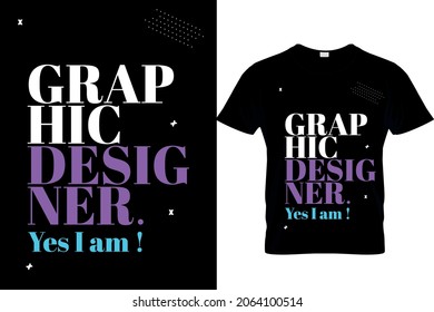 Typography graphic designer purple and white shape t-shirt design print ready .eps