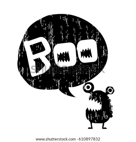 Typography graphic print with speech bubbles boo and monster. Abstract urban drawing for t-shirts, print, poster, banner, postcard. creative and modern grunge design
