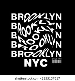 Typography graphic print with theme of  New York City, Brooklynt, Abstract fashion drawing for t-shirts, print, poster, banner, flyer; postcard. creative and modern  urban design