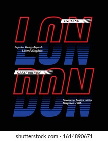 typography graphic varsity design, London for print t shirt, vector
