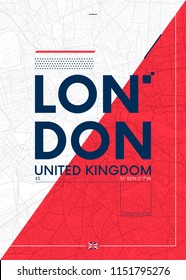 Typography graphics color poster with a map of London, Vector travel illustration svg