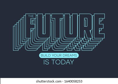 Typography graphics for t-shirt with slogan - Future. Apparel print. Vector illustration.