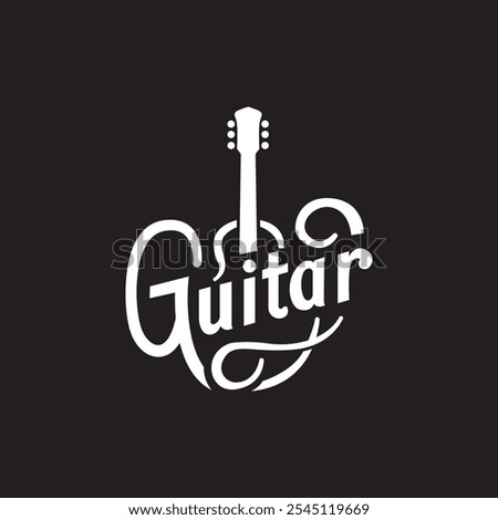 typography of guitar text logo design suitable for music brand,shop,and studio