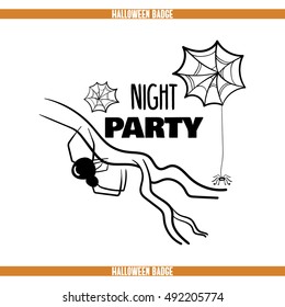 Typography Halloween badge. Black badge isolated on white background. Element of design for Halloween. Vector illustration
