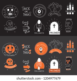  Typography Halloween Vector ,Halloween Badges and Labels, Greetings Cards vector design elements