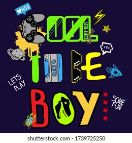 Typography Hand drawn cool boys illustration for t shirt printing.  for clothes, banner, boys , child. Cool to be boy