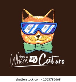 Typography hand lettering cat quote