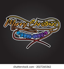 typography or hand lettering of Merry Christmas 2021 with gradient style.