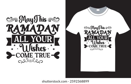 Typography happy Eid Mubarak T shirt black and white design vector file