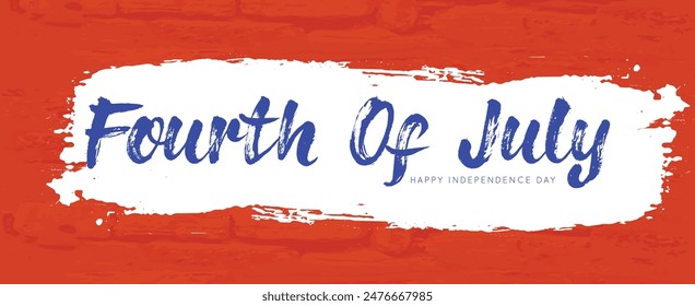 Typography for Happy Fourth July holiday in USA. American Independence Day greeting card, banner, poster with United States flag, stars and stripes.