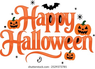 Typography Happy Halloween simple template background Vector illustration.