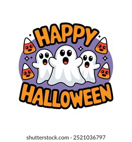 Typography Happy Halloween vector and Halloween elements with white background