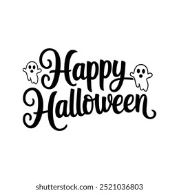 Typography Happy Halloween vector and Halloween elements with white background