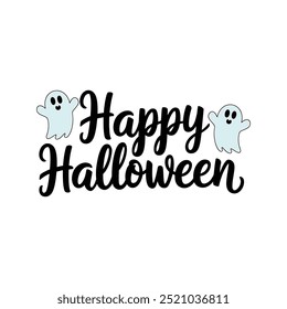 Typography Happy Halloween vector and Halloween elements with white background