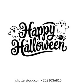 Typography Happy Halloween vector and Halloween elements with white background